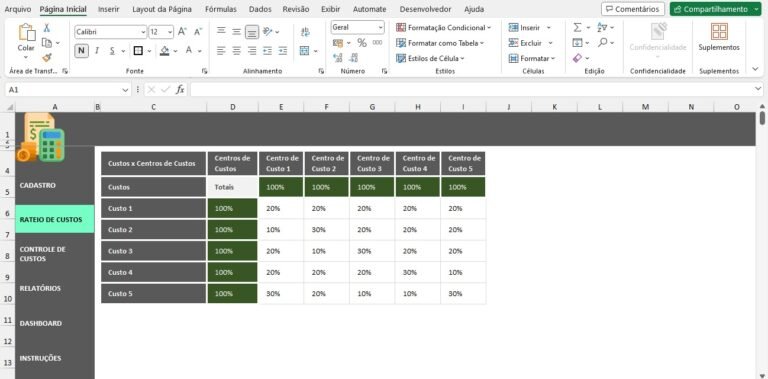 Planilha Para Rateio De Custos Em Excel Planilhas Tech