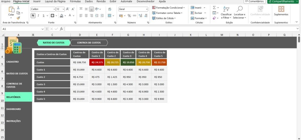 Planilha Para Rateio De Custos Em Excel Planilhas Tech