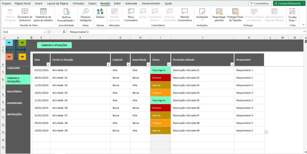 Planilha Matriz De Urg Ncia Import Ncia Eisenhower Em Excel Planilhas