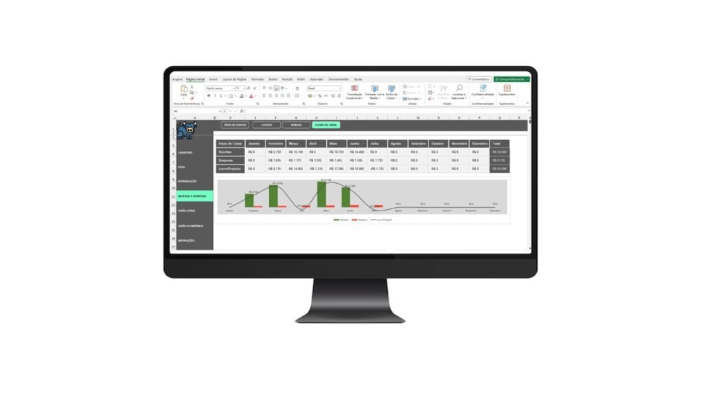 Planilha Controle de Gado de Corte em Excel