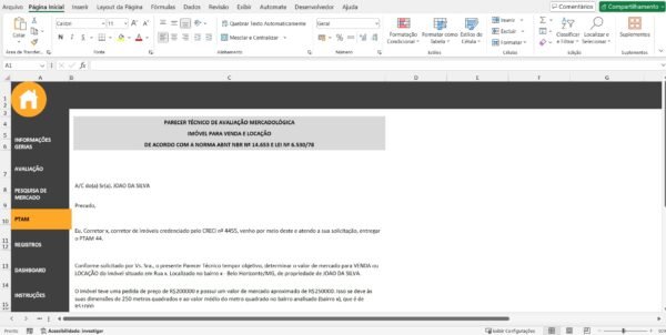 Planilha de Parecer Técnico de Avaliação Mercadológica (PTAM) - Imagem 11