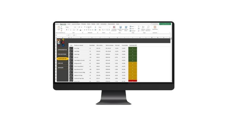 Planilha de Curva ABC de Estoque em Excel