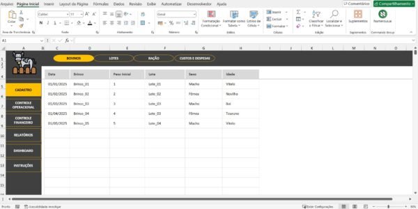 Planilha para Controle e Custo de Confinamento Bovino em Excel - Imagem 4