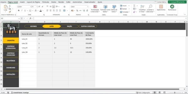 Planilha para Controle e Custo de Confinamento Bovino em Excel - Imagem 5