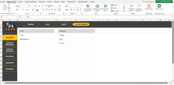 Planilha para Controle e Custo de Confinamento Bovino em Excel - Imagem 7