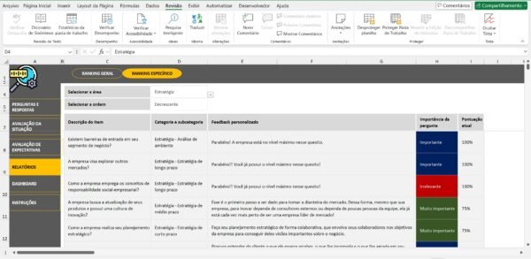 Planilha Diagnóstico Empresarial Completo em Excel - Imagem 4
