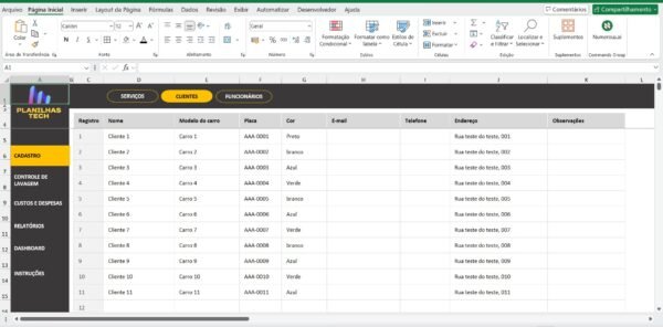 Planilha de Controle para Lavagem de Carros - Lavacar - Em excel - Imagem 3
