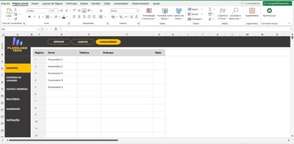 Planilha de Controle para Lavagem de Carros - Lavacar - Em excel - Imagem 4
