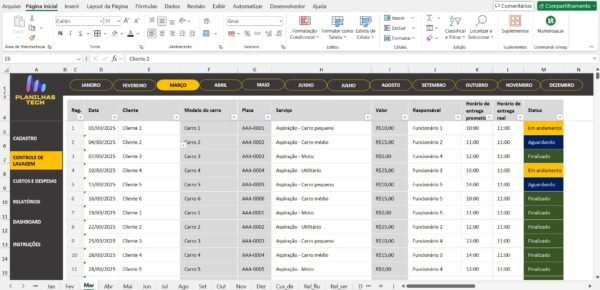 Planilha de Controle para Lavagem de Carros - Lavacar - Em excel - Imagem 5