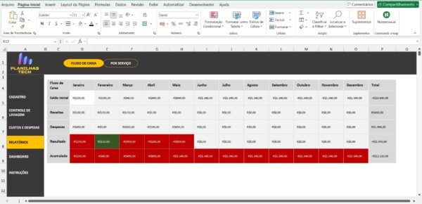 Planilha de Controle para Lavagem de Carros - Lavacar - Em excel - Imagem 7