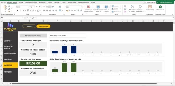 Planilha de Controle para Lavagem de Carros - Lavacar - Em excel - Imagem 10