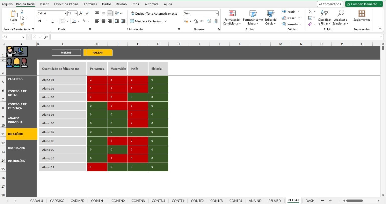 Planilha de Gestão Escolar com Controle Completo de Alunos, Notas e ...