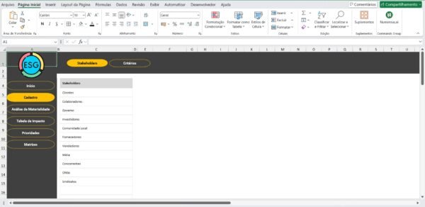 Planilha de Matriz de Materialidade em Excel - Imagem 2