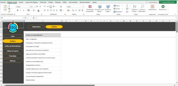 Planilha de Matriz de Materialidade em Excel - Imagem 3