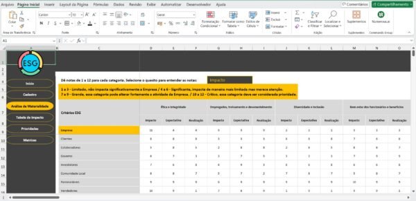 Planilha de Matriz de Materialidade em Excel - Imagem 4