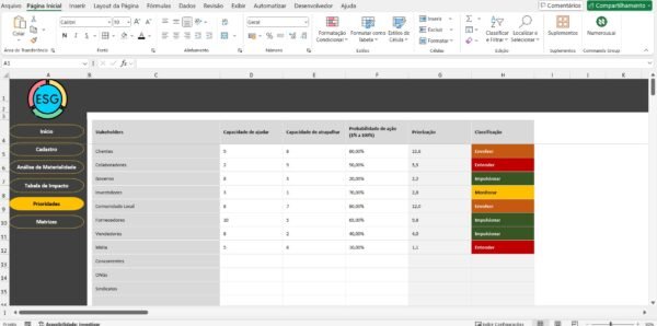 Planilha de Matriz de Materialidade em Excel - Imagem 6