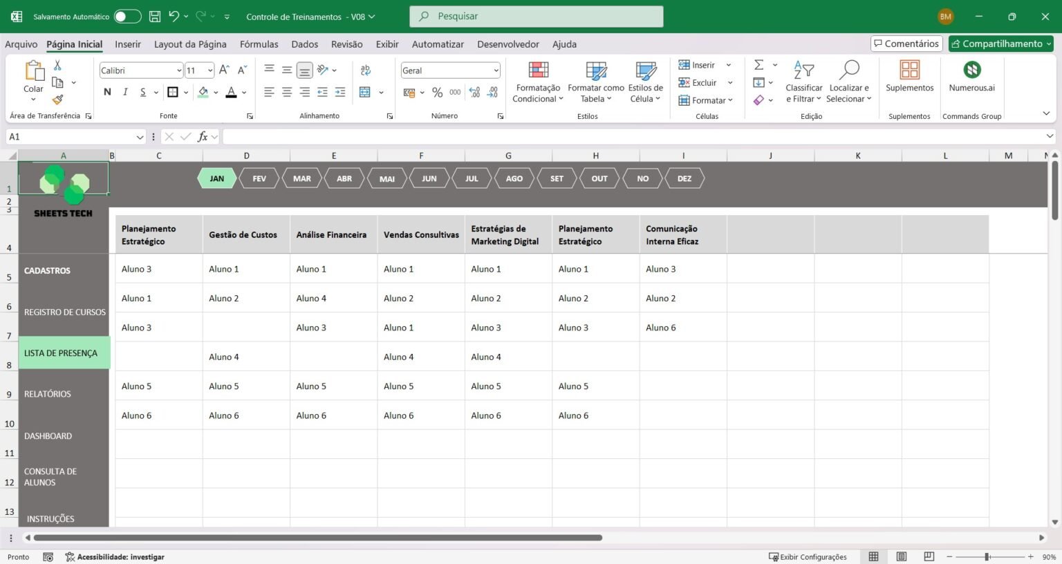 Planilha para Controle de Treinamento em Excel - Planilhas Tech