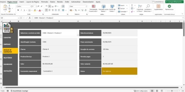Planilha de Controle de Saldo por Contrato ou Empenho - Imagem 2