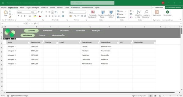 Planilha de Controle de Honorários Advocatícios - Imagem 2