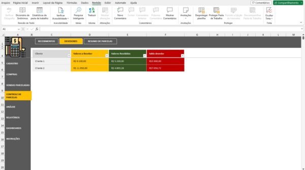 Planilha de Parcelamento de Vendas com Estoque e Clientes - Imagem 3