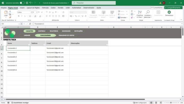 Planilha para Controle de Acesso a Condomínios em Excel - Imagem 5