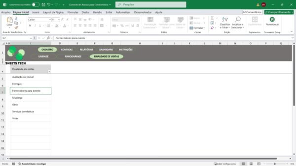 Planilha para Controle de Acesso a Condomínios em Excel - Imagem 6