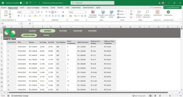 Planilha para Controle de Carro de Aplicativo (Uber, 99, InDrive) - Imagem 3