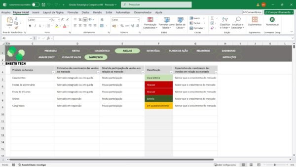 Planilha de Gestão Estratégica Completa em Excel - Imagem 6