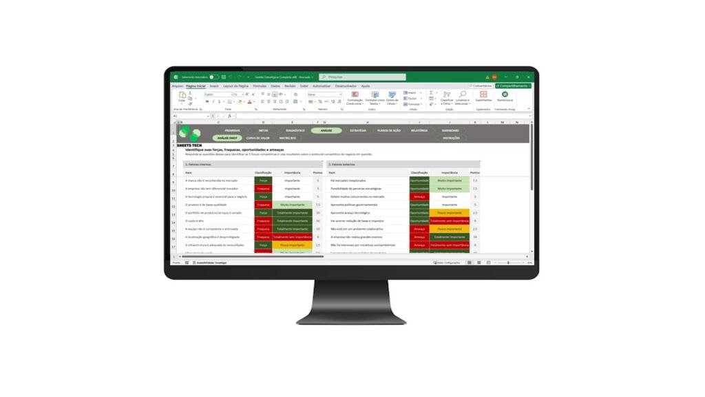 Planilha de Gestão Estratégica Completa em Excel
