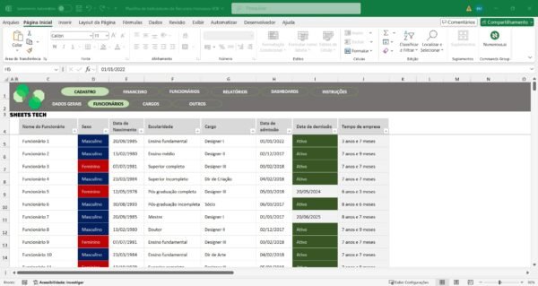 Planilha de Indicadores de Recursos Humanos Completa em Excel - Imagem 2