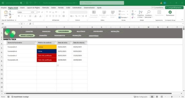 Planilha de Indicadores de Recursos Humanos Completa em Excel - Imagem 6