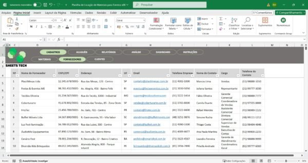Planilha para Locação de Materiais para Eventos em Excel - Imagem 5