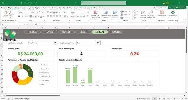 Planilha para Locação de Materiais para Eventos em Excel - Imagem 2