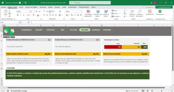 Planilha de Otimização de Processos com Ciclo PDCA - Imagem 8