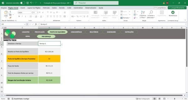 Planilha de Precificação de Serviços em Excel - Imagem 6