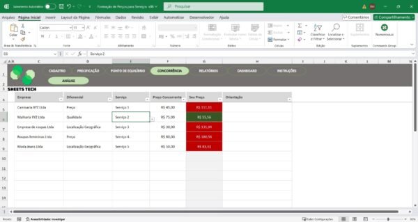 Planilha de Precificação de Serviços em Excel - Imagem 7