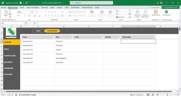 Planilha de Metas SMART em Excel - Imagem 6