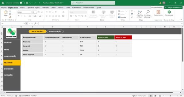 Planilha de Metas SMART em Excel - Imagem 4