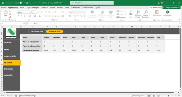 Planilha de Metas SMART em Excel - Imagem 9