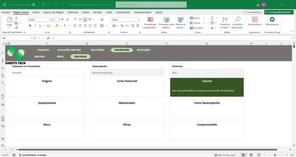 Planilha Matriz Nine Box em Excel - Imagem 9