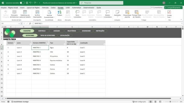 Planilha de Controle de Extintores em Excel - Imagem 6
