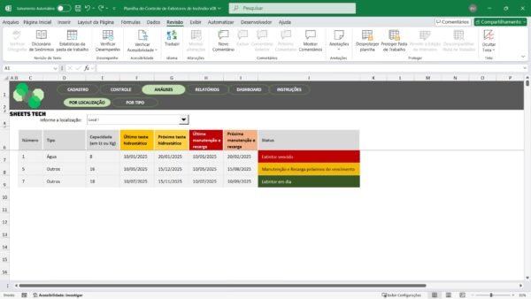 Planilha de Controle de Extintores em Excel - Imagem 4