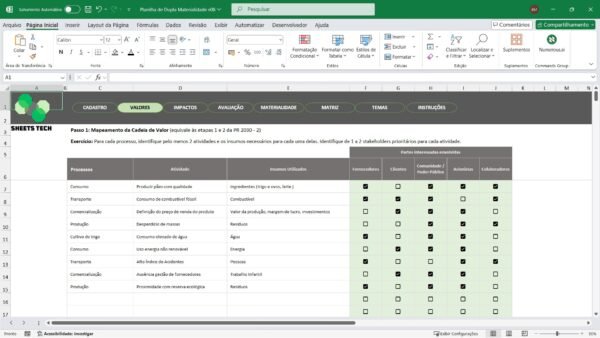 Planilha de Dupla Materialidade em Excel - Imagem 4