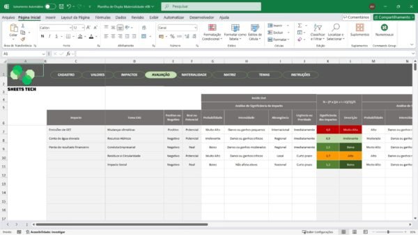 Planilha de Dupla Materialidade em Excel - Imagem 6