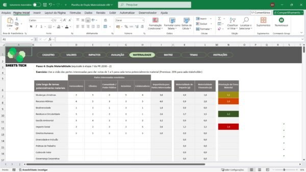 Planilha de Dupla Materialidade em Excel - Imagem 7