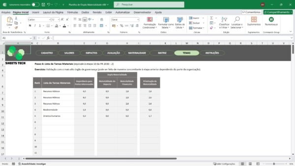 Planilha de Dupla Materialidade em Excel - Imagem 8