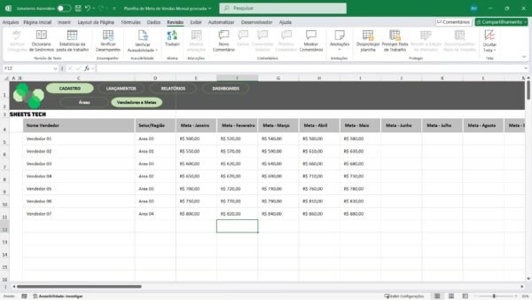 Planilha de Metas e Vendas em Excel - Imagem 6