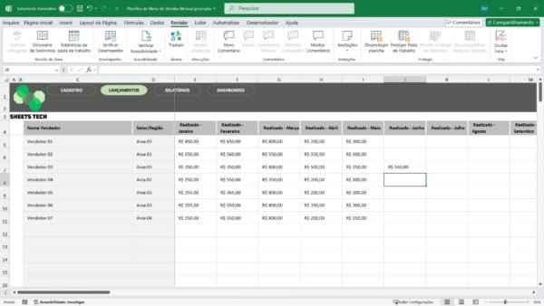 Planilha de Metas e Vendas em Excel - Imagem 7
