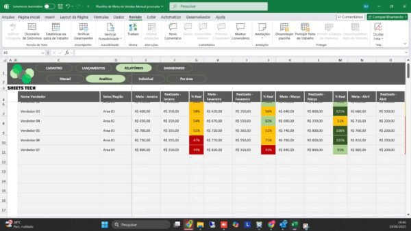 Planilha de Metas e Vendas em Excel - Imagem 8