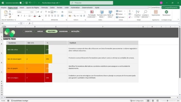 Planilha Matriz de Kraljic em Excel - Imagem 5